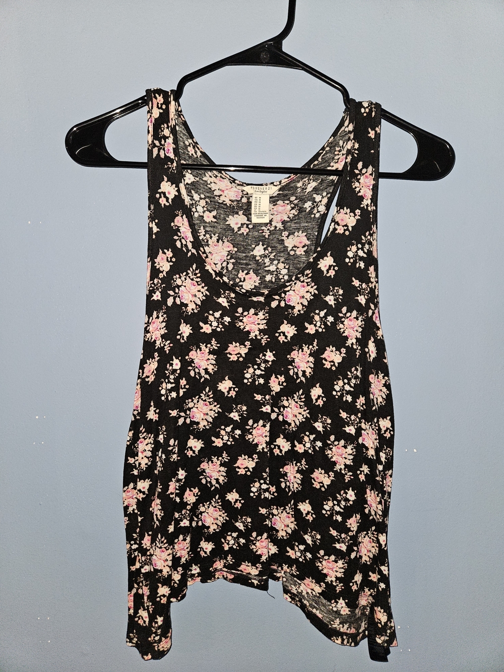 Forever 21 Black Tank Top with Pink Floral Print